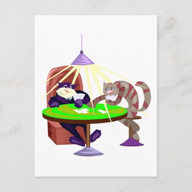 Funny Poker Night Cats Postcard (Front)