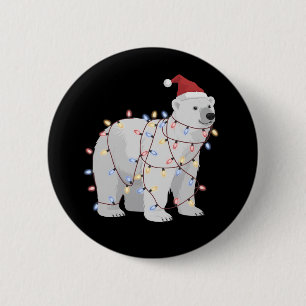 Funny Polar Bear Christmas Animal Lights Lover 6 Cm Round Badge