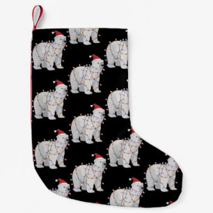 Funny Polar Bear Christmas Animal Lights Lover  Small Christmas Stocking
