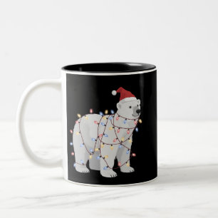 Funny Polar Bear Christmas Animal Lights Lover Two-Tone Coffee Mug