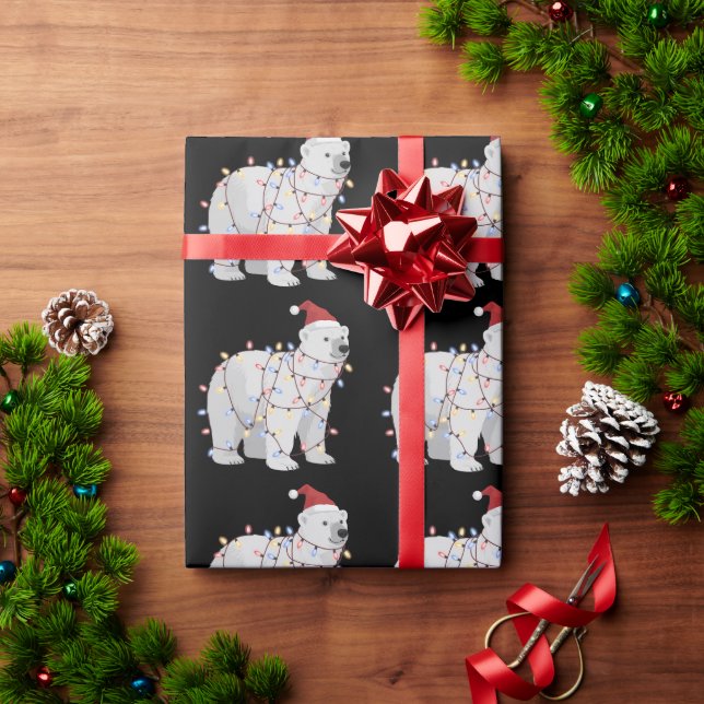 Funny Polar Bear Christmas Animal Lights Lover  Wrapping Paper (Holiday Gift)