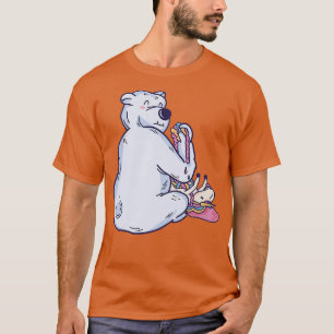 Funny Polar Bear Eating Unicorn Rainbow Guts Humor T-Shirt
