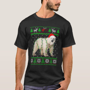 Funny Polar Bear Lights Ugly Sweater Christmas Tre