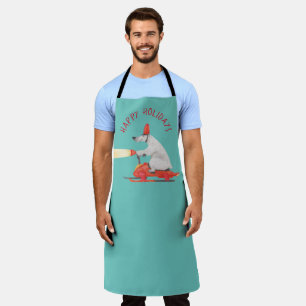 Funny Polar Bear on Snowmobile Customisable Apron