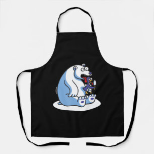 Funny Polar Bear Penguin Ice Cream Animal Lover Apron