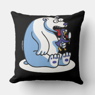 Funny Polar Bear Penguin Ice Cream Animal Lover Cushion