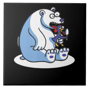 Funny Polar Bear Penguin Ice Cream Animal Lover Tile