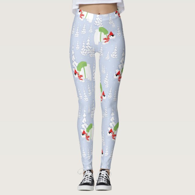 funny polar bear santa leggings (Front)