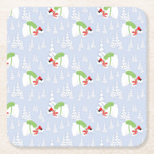 funny polar bear santa square paper coaster