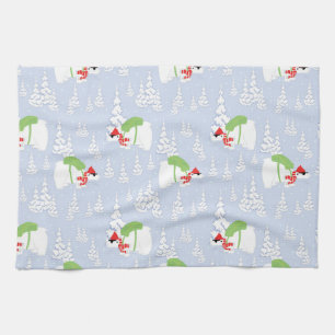 funny polar bear santa tea towel