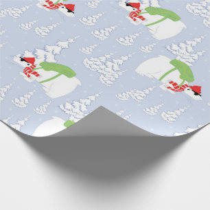 funny polar bear santa wrapping paper