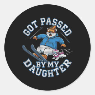 Funny Polar Bear Skiing - Got Ped By My Daughter S Classic Round Sticker