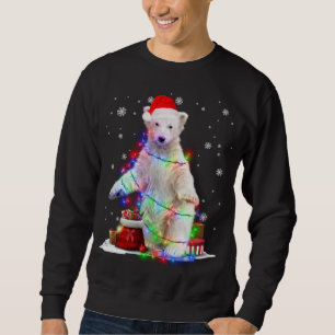 Funny Polar bear Tree Christmas Lights Xmas Pajama Sweatshirt