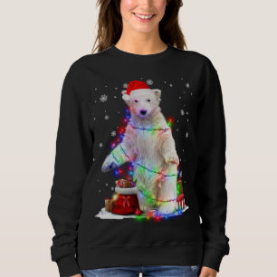 Funny Polar bear Tree Christmas Lights Xmas Pajama Sweatshirt