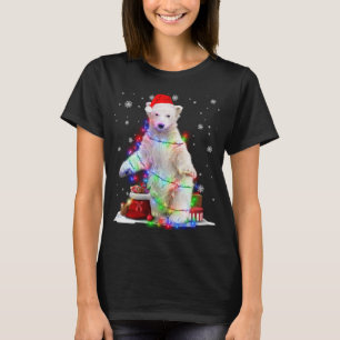 Funny Polar bear Tree Christmas Lights Xmas Pajama T-Shirt
