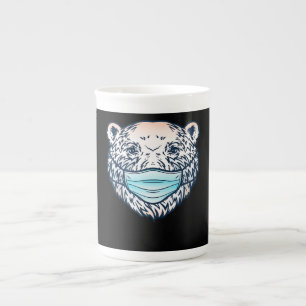 Funny Polar Bear Wearing A face Mask  Animal Lover Bone China Mug