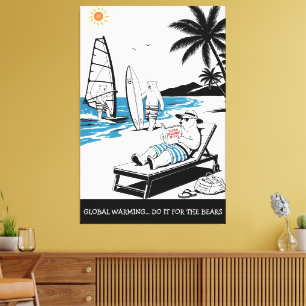 Funny Polar Bears Global Warming Spoof Canvas Print