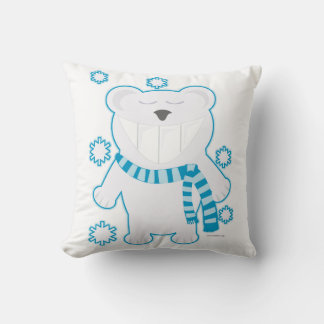 Funny Polar Molar Bear with Scarf Cartoon Design Cushion