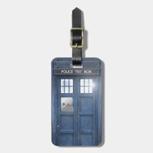Funny Police Box travellers with monogram Luggage Tag