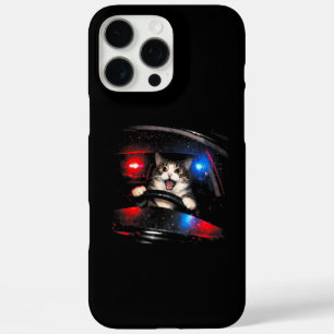 Funny Police Cat Driving Car Vintage Cat Meme iPhone 16 Pro Max Case
