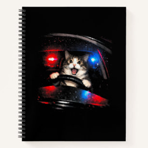 Funny Police Cat Driving Car Vintage Cat Meme Notebook