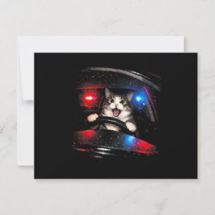 Funny Police Cat Driving Car Vintage Cat Meme Save The Date