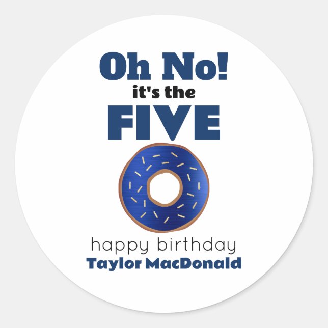 Funny Police Doughnut 50th Birthday Classic Round Sticker (Front)