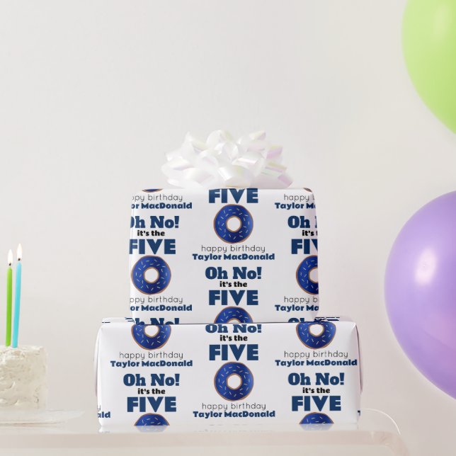 Funny Police Doughnut 50th Birthday Wrapping Paper (Party Gifts)