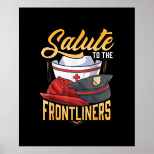 Funny Police Firefighter Frontliner Nurse Gifts Poster