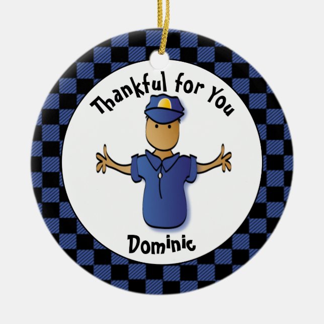 Funny Police Gift - Proud Police Officer Thank You Ceramic Tree Decoration (Front)