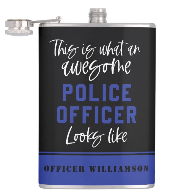Funny Police Officer Awesome Police Officer Hip Flask (Opened)