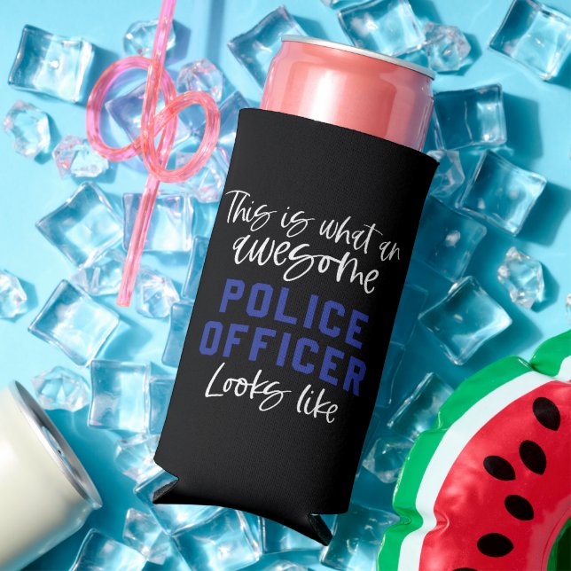 Funny Police Officer Awesome Police Officer Square Seltzer Can Cooler (In Situ Summer)