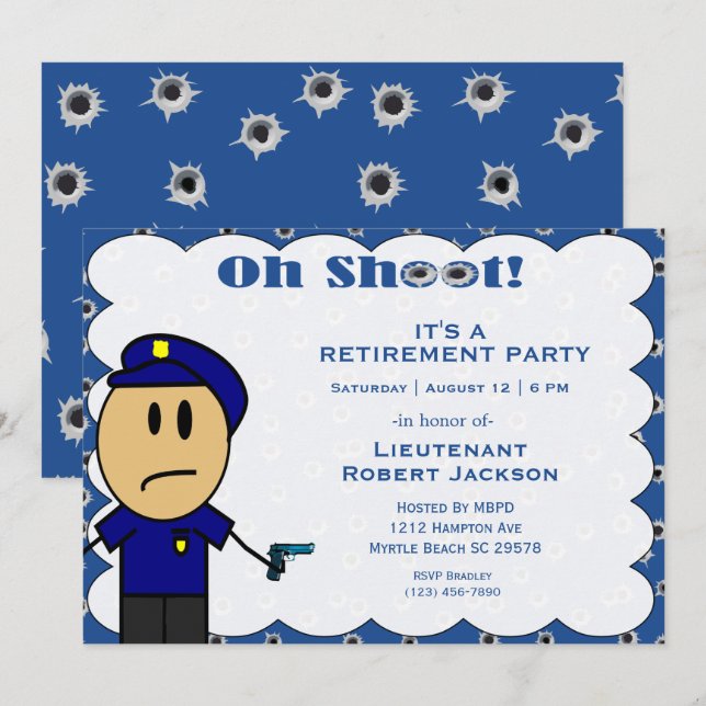 Funny Police Officer Retirement Invitation (Front/Back)