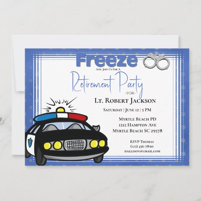 Funny Police Officer Retirement Invitation (Front)