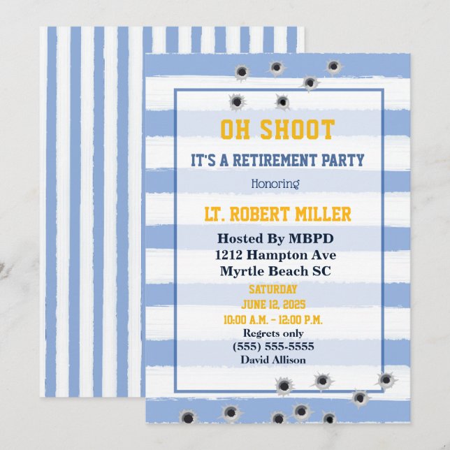 Funny  Police Officer Retirement Party Invitation (Front/Back)