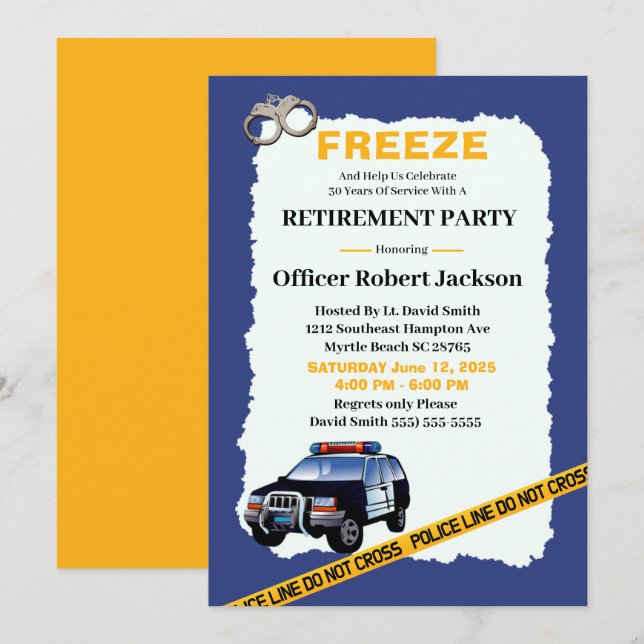 Funny Police Officer Retirement Party Invitation (Front/Back)