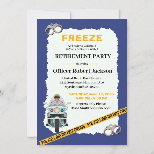 Funny Police Officer Retirement Party Invitation (Front)