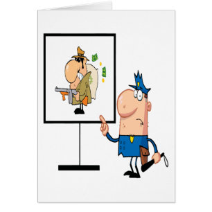 funny police officer showing ganster suspect