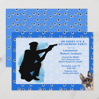 Funny Police Oh Shoot Bullet Holes Retirement Invitation