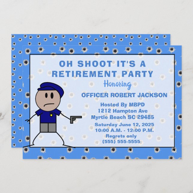 Funny Police Oh Shoot Retirement Invitation (Front/Back)