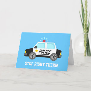 Funny Police Patrol Car Happy Birthday Card