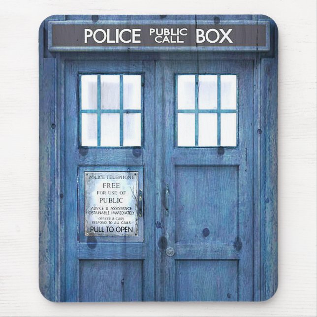 Funny Police phone Public Call Box Mouse Mat (Front)