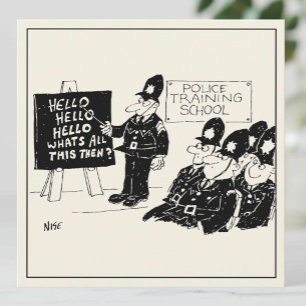 Funny Police Training at a Police Academy Cartoon. Card