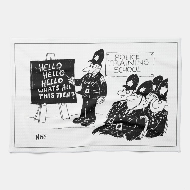 Funny Police Training School Tea Towel (Horizontal)