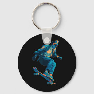 Funny Police with Skateboard for Cops and Skater Key Ring
