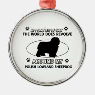 Funny POLISH LOWLAND SHEEPDOG designs Metal Tree Decoration