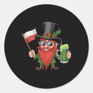 Funny Polish St. Patrick's Day Poland Flag Classic Round Sticker
