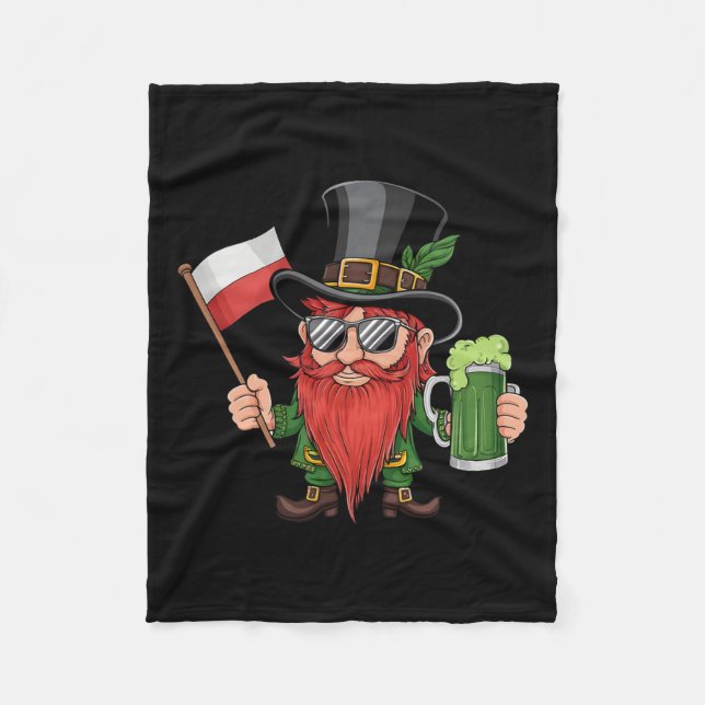 Funny Polish St. Patrick's Day Poland Flag  Fleece Blanket (Front)