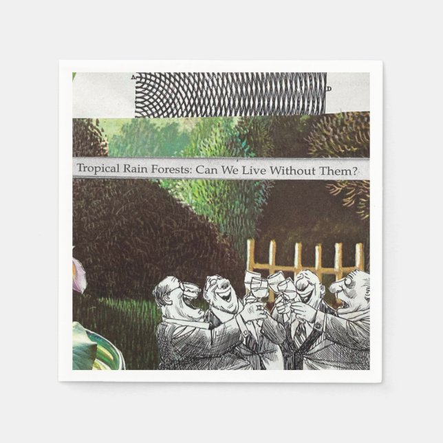 Funny Political Joke Forest Climate Change Satire Napkin (Front)