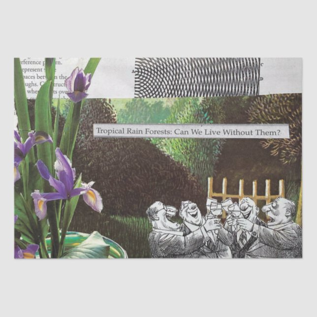 Funny Political Joke Forest Climate Change Satire Tissue Paper (Front)